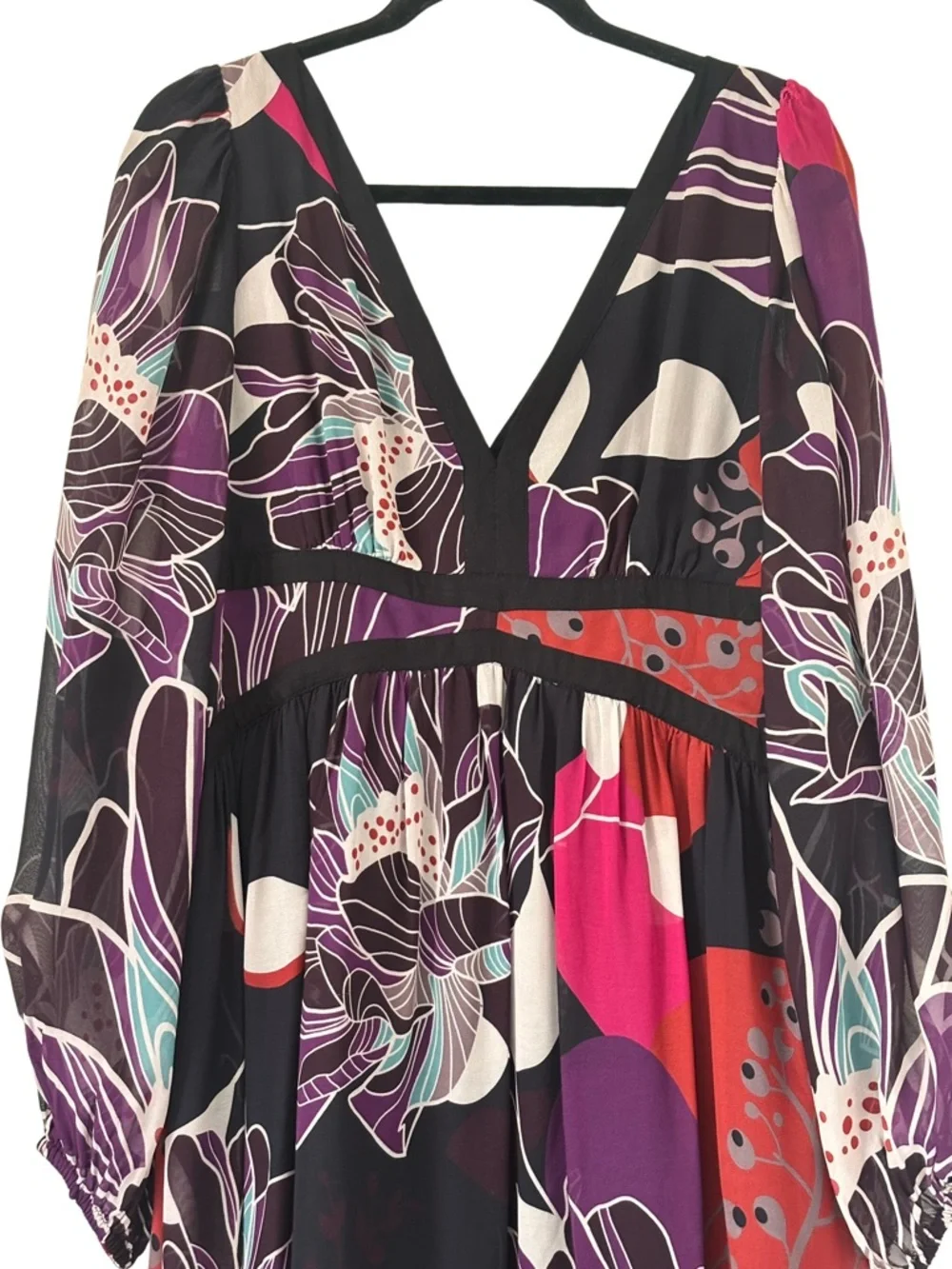 Anthropologie Let Me Be Floral Midi Dress in Black Size L - Picture 8 of 13